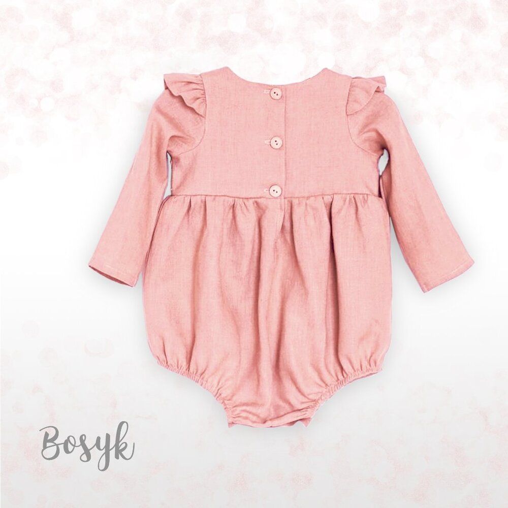 NEW - Long Sleeve Peter Pan Romper Baby Girl - Spring Romper Mustard Baby Girls